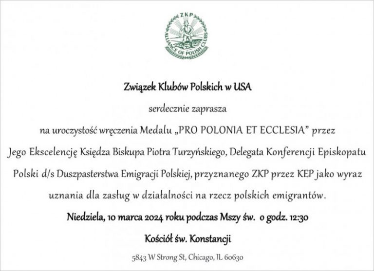 Uroczystość Wręczenia Medalu „PRO POLONIA ET ECCLESIA”