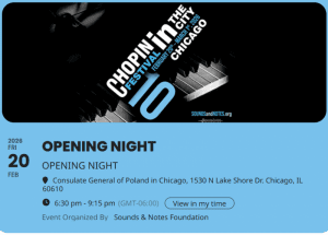 Chopin in the City, Chicago 2026 - Opening Night @ Consulate General of Poland in Chicago