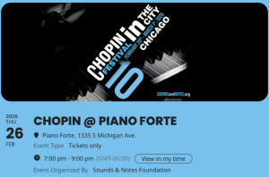 Chopin in the City, Chicago 2026 – Chopin @ Piano Forte @ see details
